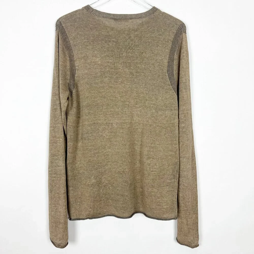 Oska 100% Linen Sweater Women's 4 | US 12/14 Tan Crewneck Neutral Regular Fit